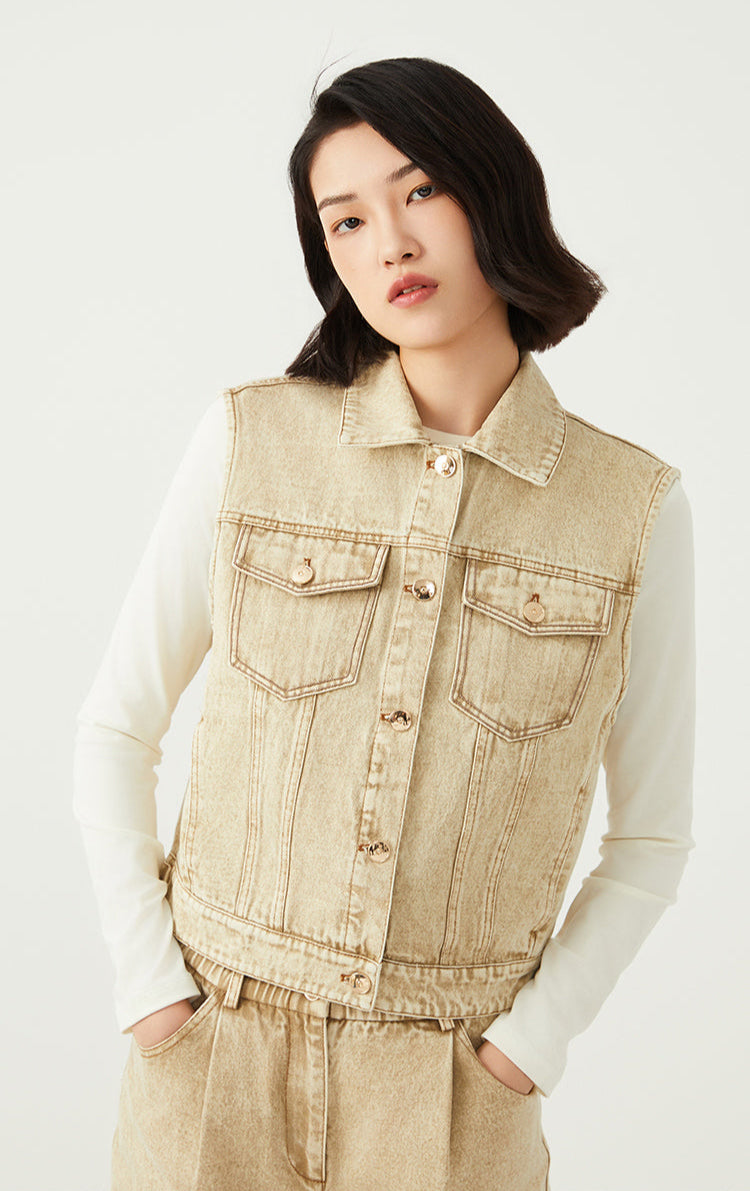 Pamuk Kolsuz Düğmeli Yelek