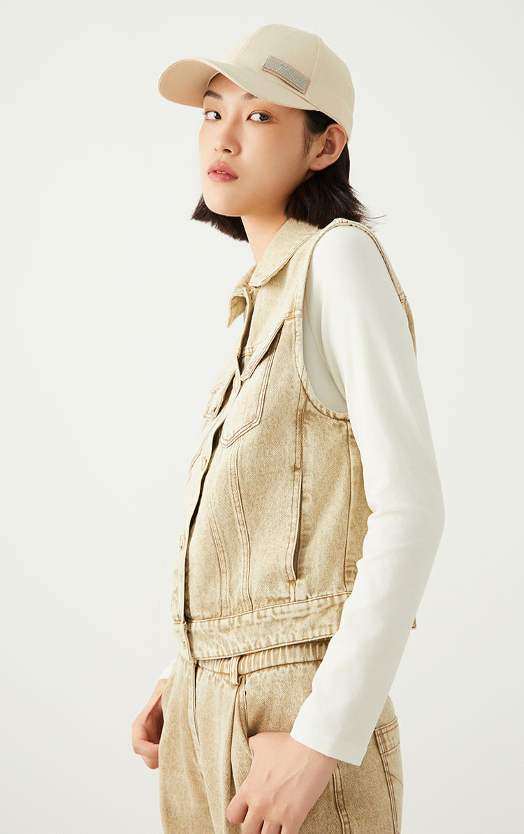 Pamuk Kolsuz Düğmeli Yelek