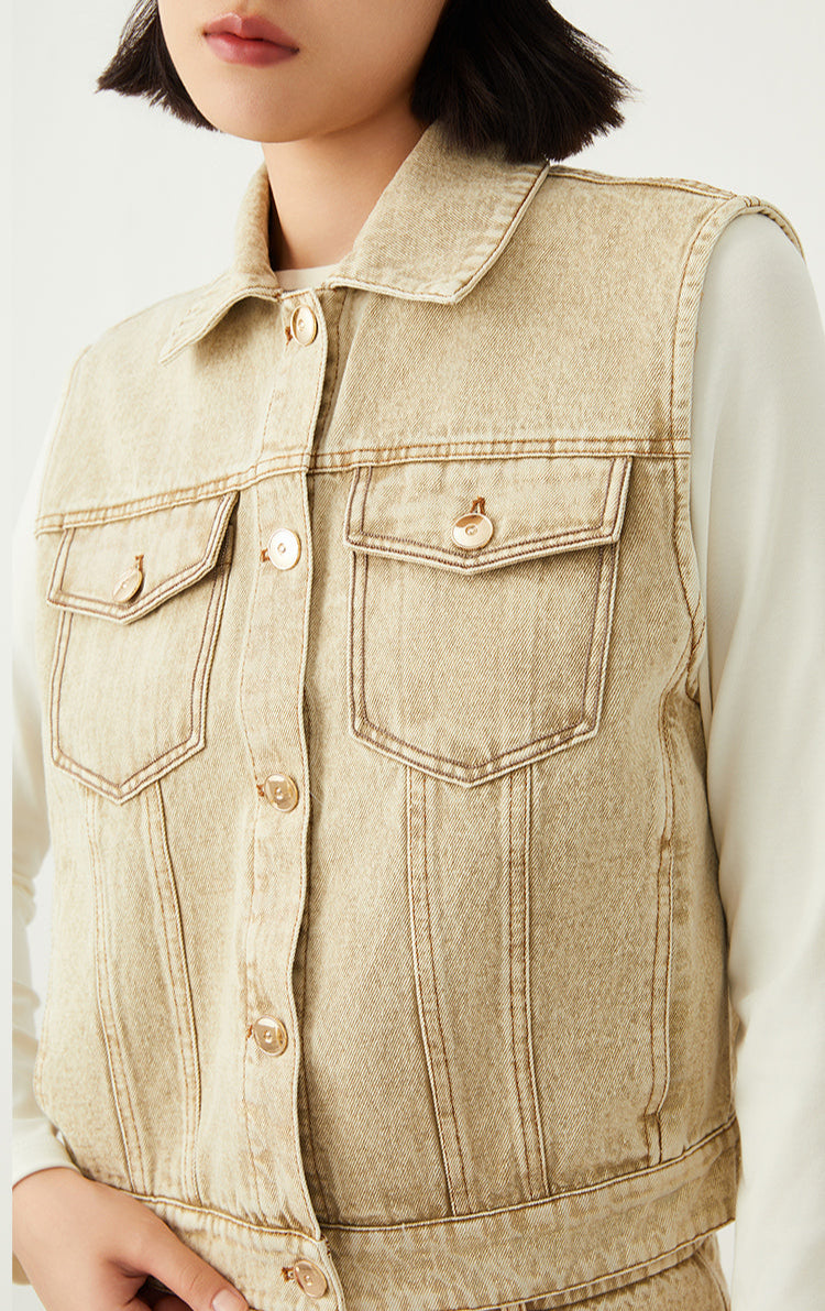 Pamuk Kolsuz Düğmeli Yelek