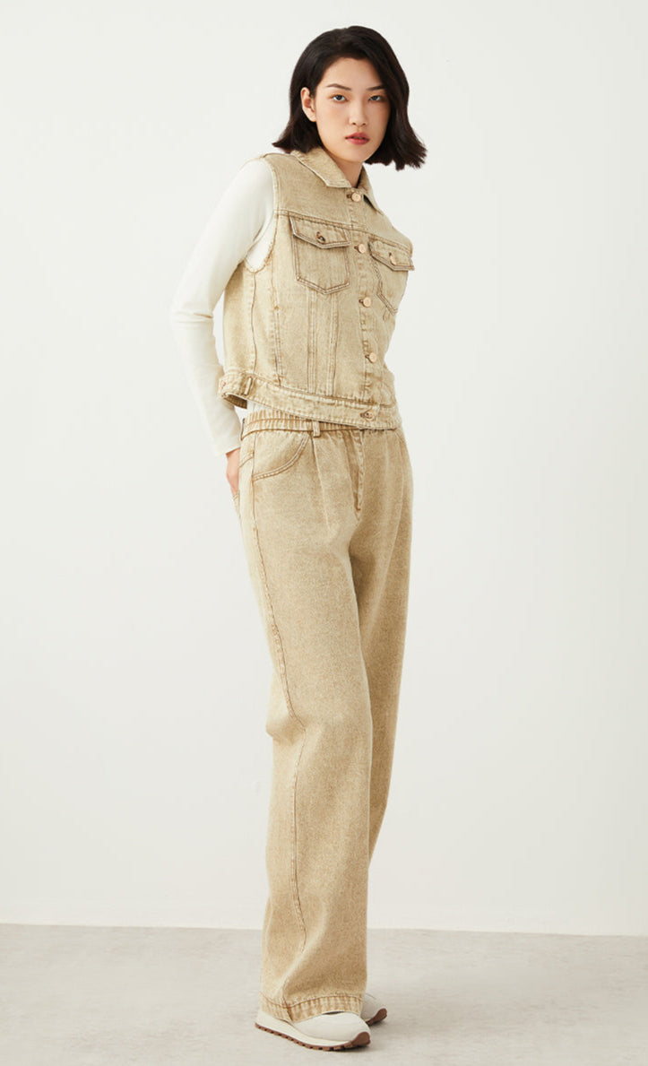 Pamuk Kolsuz Düğmeli Yelek