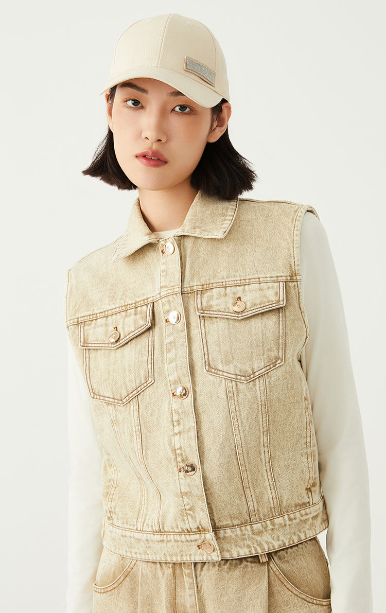 Pamuk Kolsuz Düğmeli Yelek