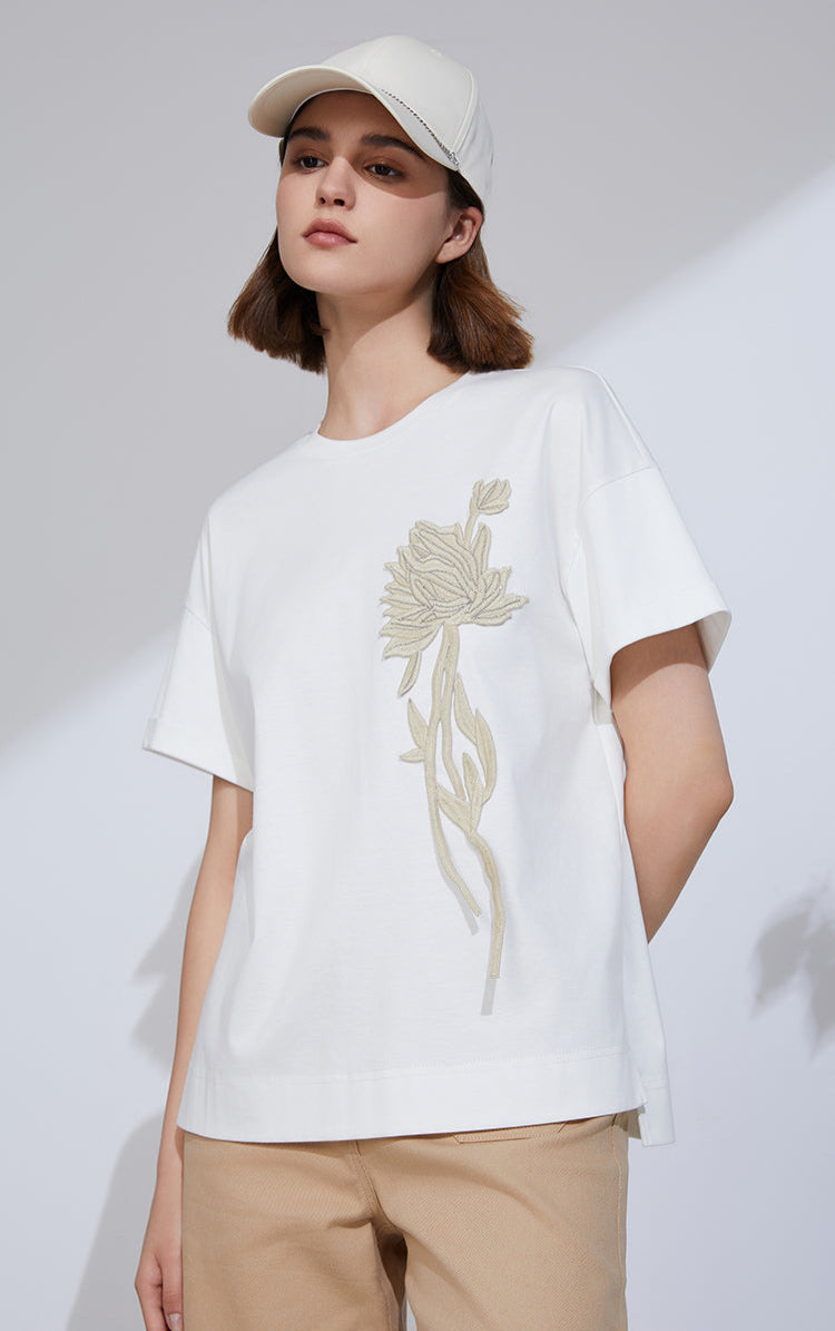 Pamuk & Keten Tişört Payetli İşleme