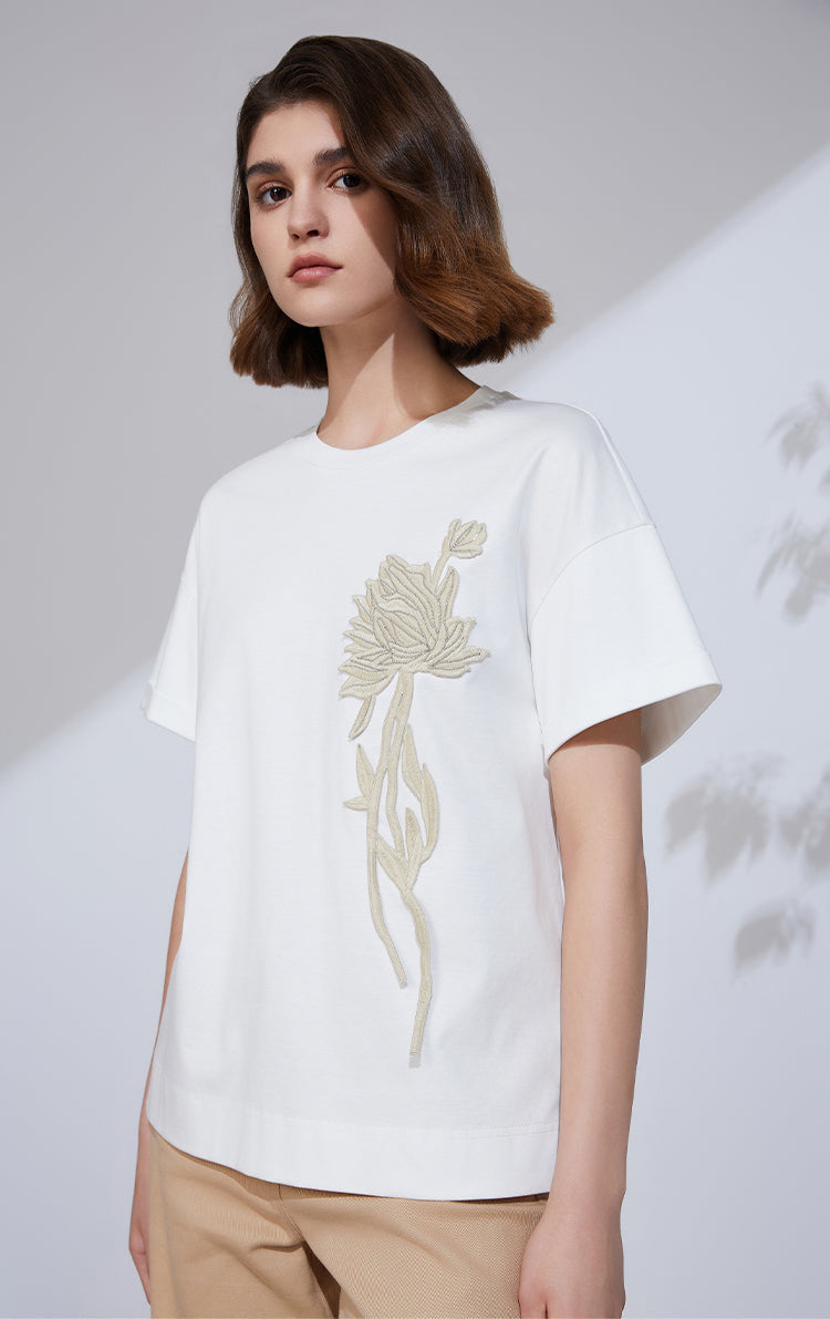 Pamuk & Keten Tişört Payetli İşleme