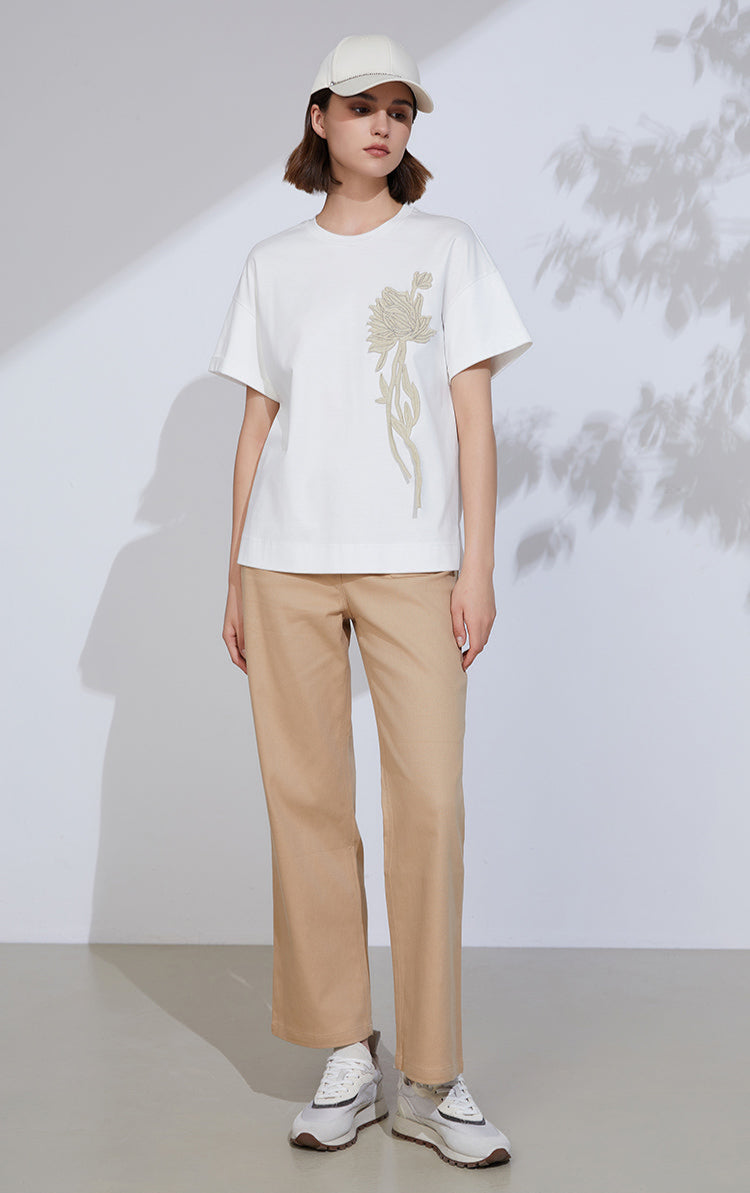 Pamuk & Keten Tişört Payetli İşleme