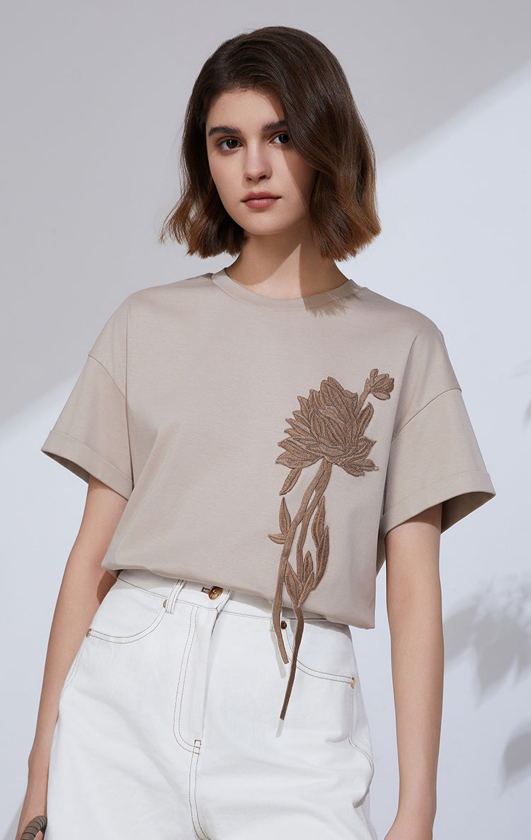 Pamuk & Keten Tişört Payetli İşleme