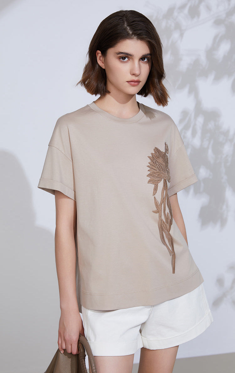 Pamuk & Keten Tişört Payetli İşleme