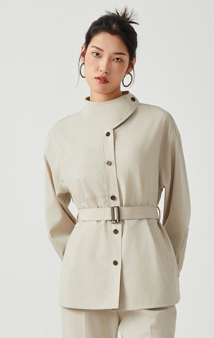 İpek & Keten Kuşaklı Ceket