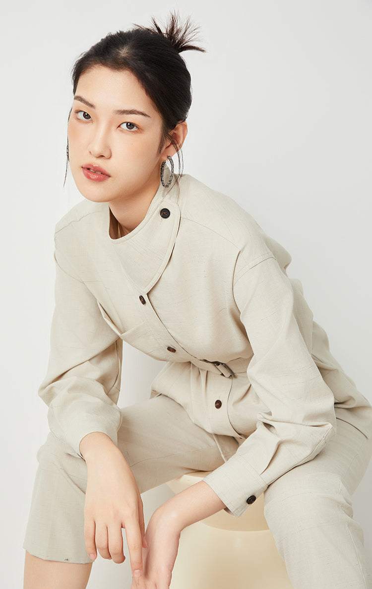 İpek & Keten Kuşaklı Ceket