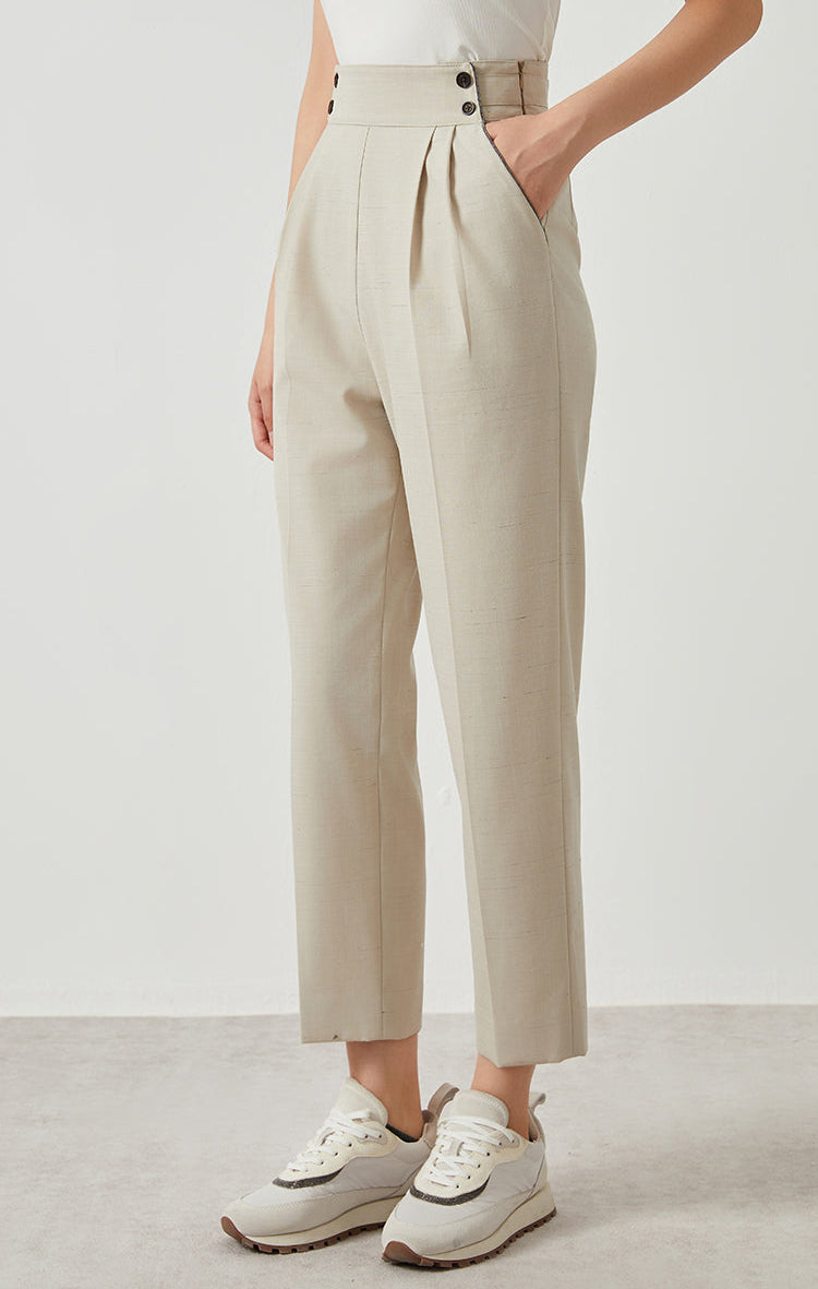 Yün & Keten Yüksek Bel Pantolon