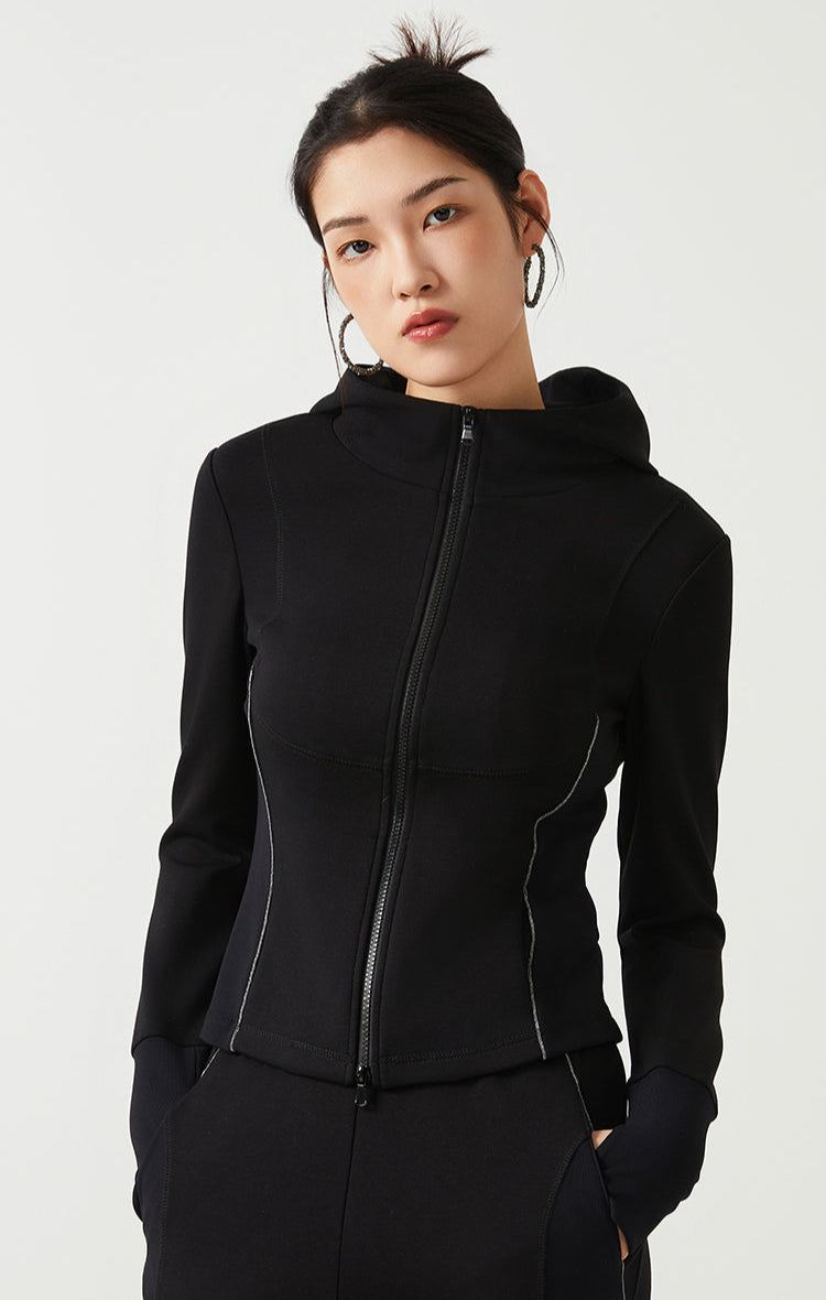 Pamuk Kapüşonlu Fermuarlı Ceket