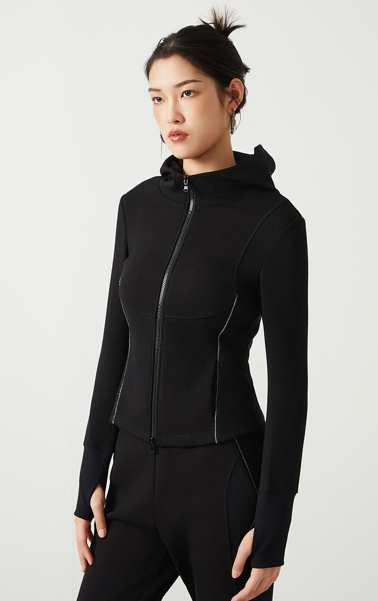 Pamuk Kapüşonlu Fermuarlı Ceket