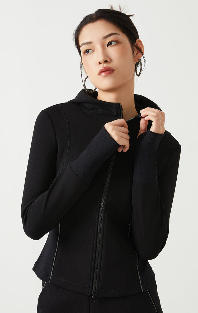 Pamuk Kapüşonlu Fermuarlı Ceket