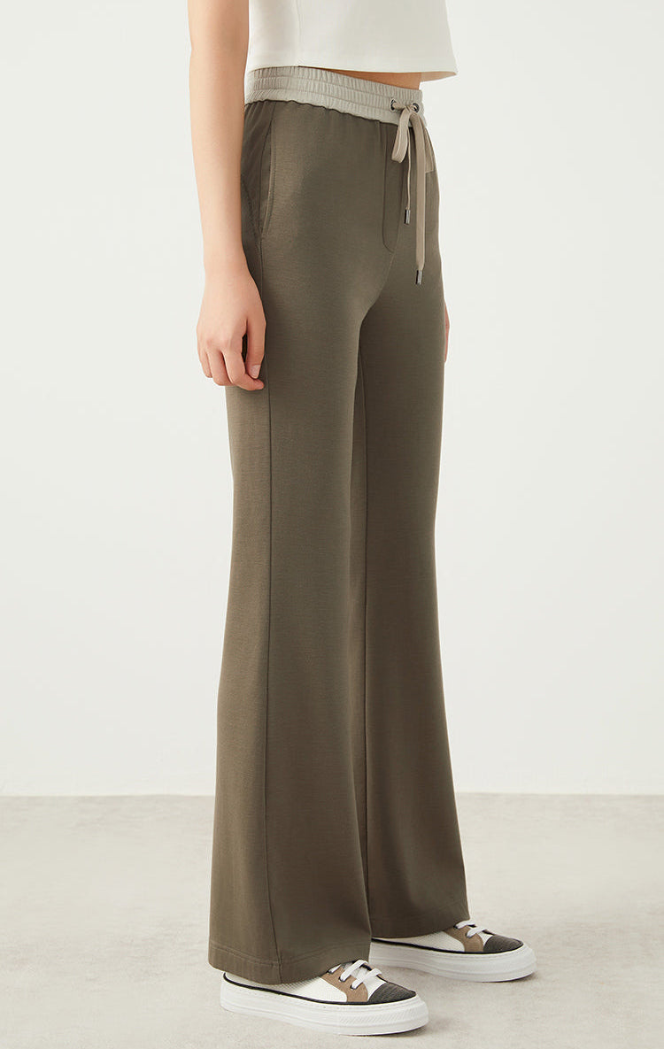 Yün & İpek Bol Kesim Büzgülü Pantolon