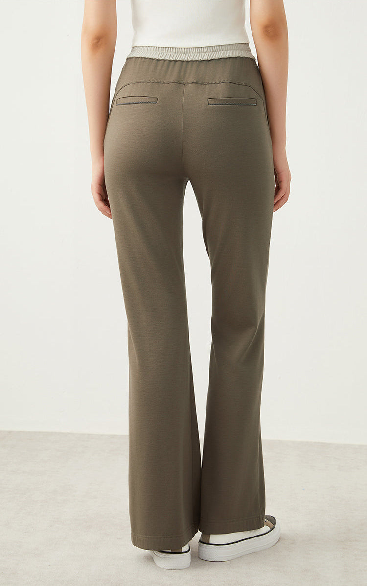 Yün & İpek Bol Kesim Büzgülü Pantolon