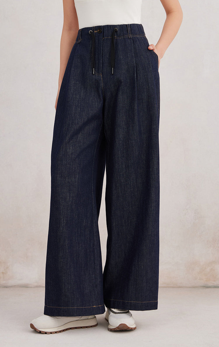 Pamuk & Keten Geniş Paça Pantolon