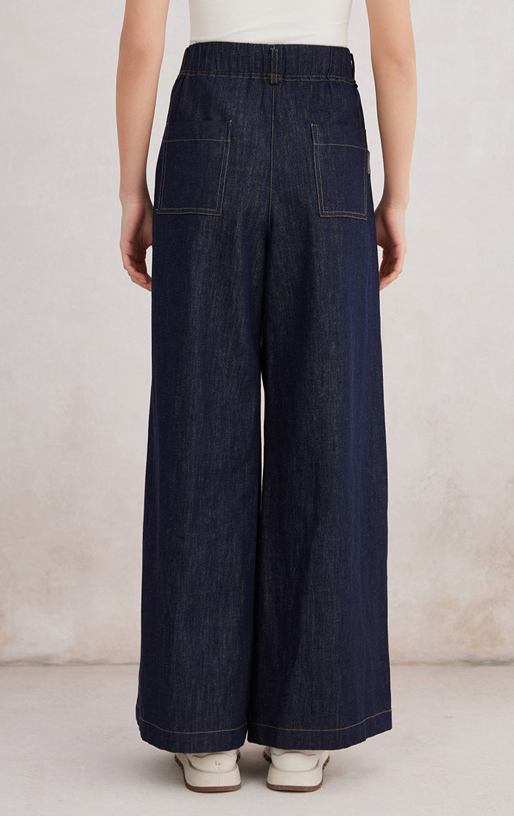 Pamuk & Keten Geniş Paça Pantolon