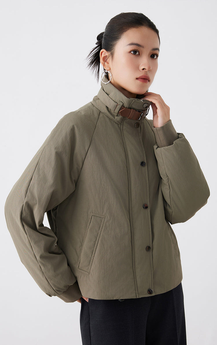 Pamuk Dolgulu Deri Detaylı Ceket