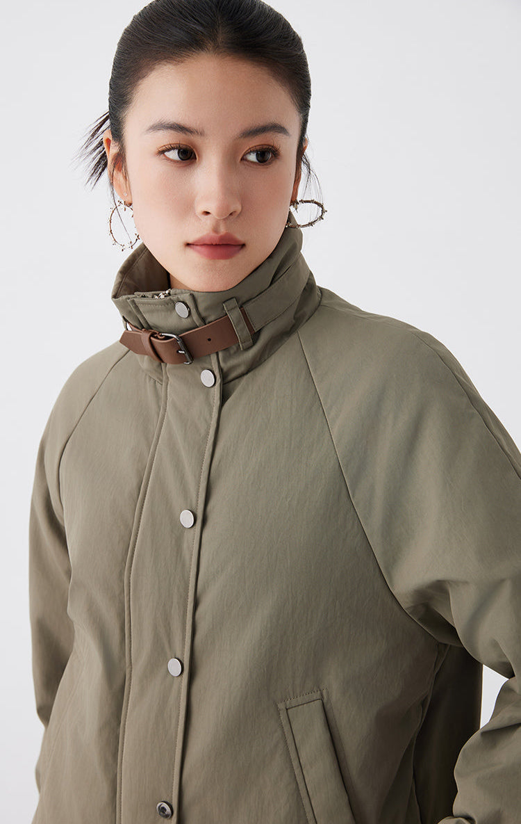 Pamuk Dolgulu Deri Detaylı Ceket