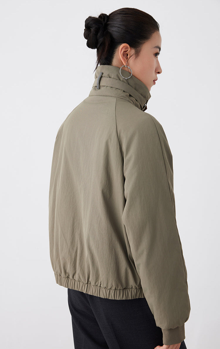 Pamuk Dolgulu Deri Detaylı Ceket