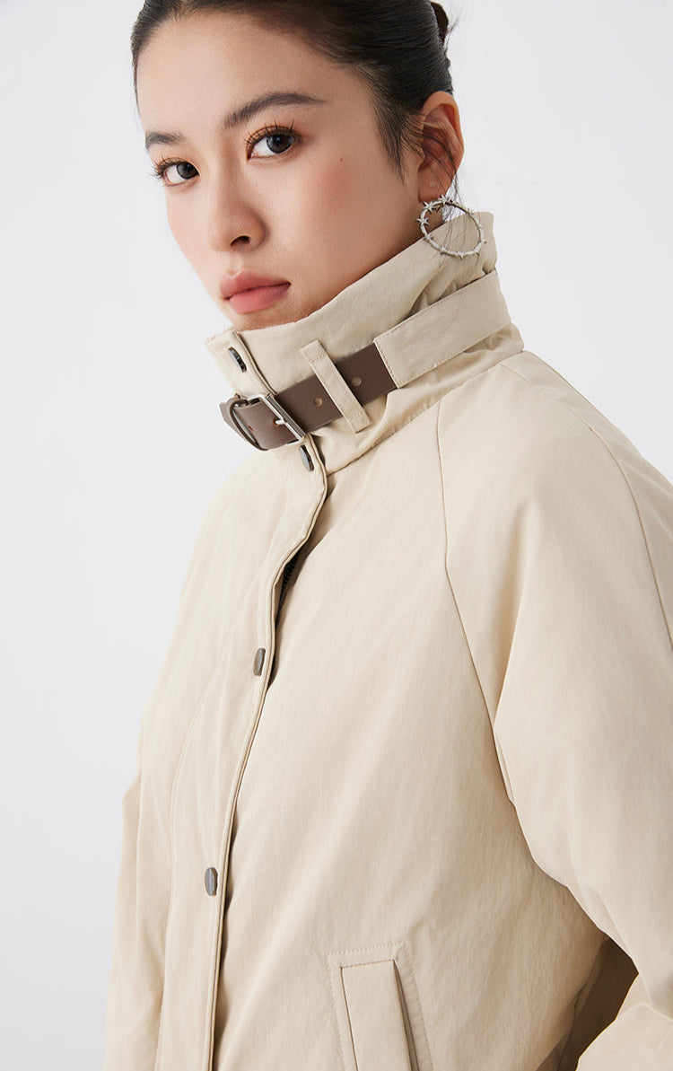 Pamuk Dolgulu Deri Detaylı Ceket