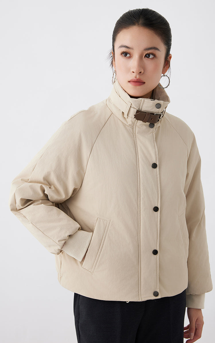 Pamuk Dolgulu Deri Detaylı Ceket