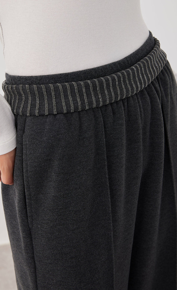 Pamuk Geniş Paça Örgü Pantolon