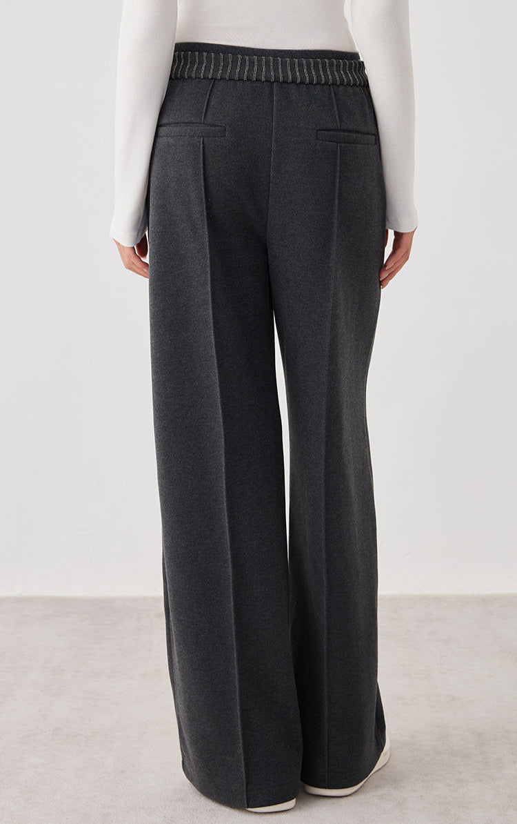 Pamuk Geniş Paça Örgü Pantolon