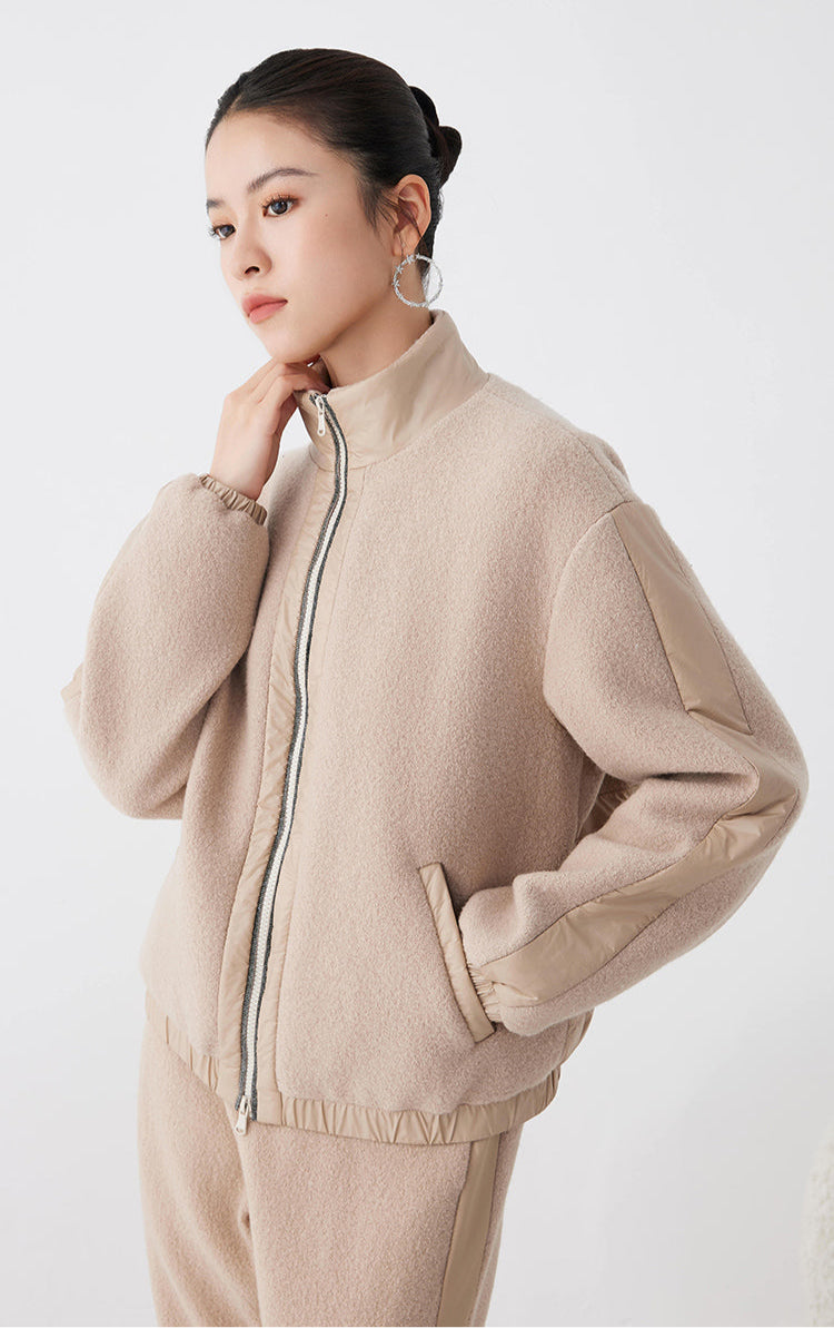 Merino Yünü Fermuarlı Bomber Ceket