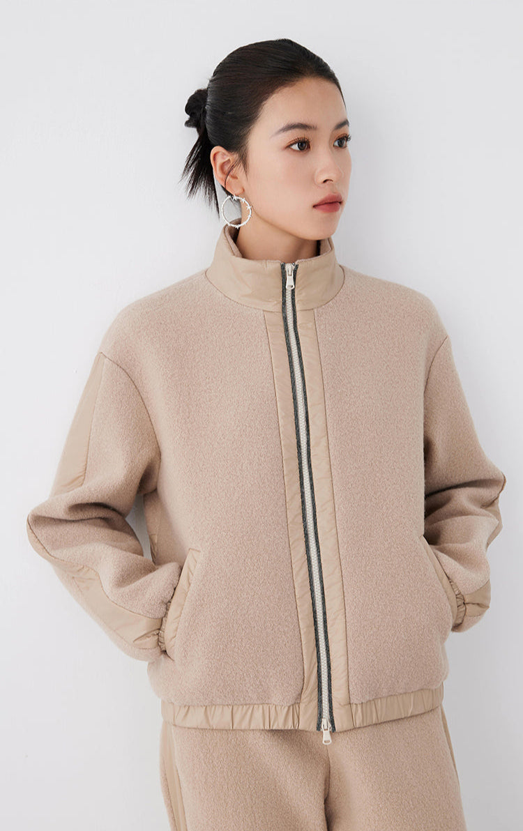 Merino Yünü Fermuarlı Bomber Ceket