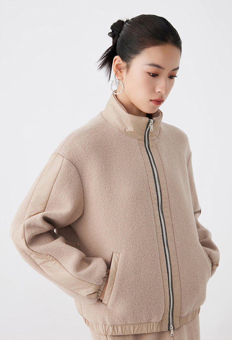 Merino Yünü Fermuarlı Bomber Ceket