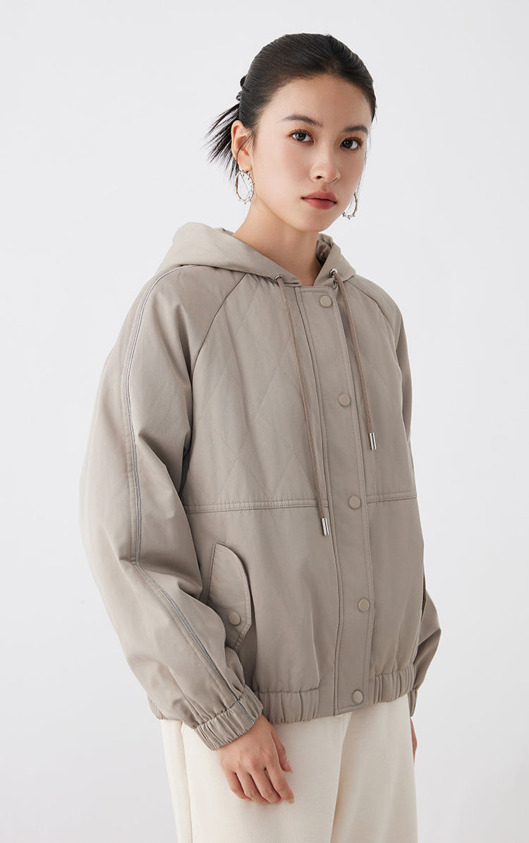 Pamuk Kapüşonlu Kareli Ceket