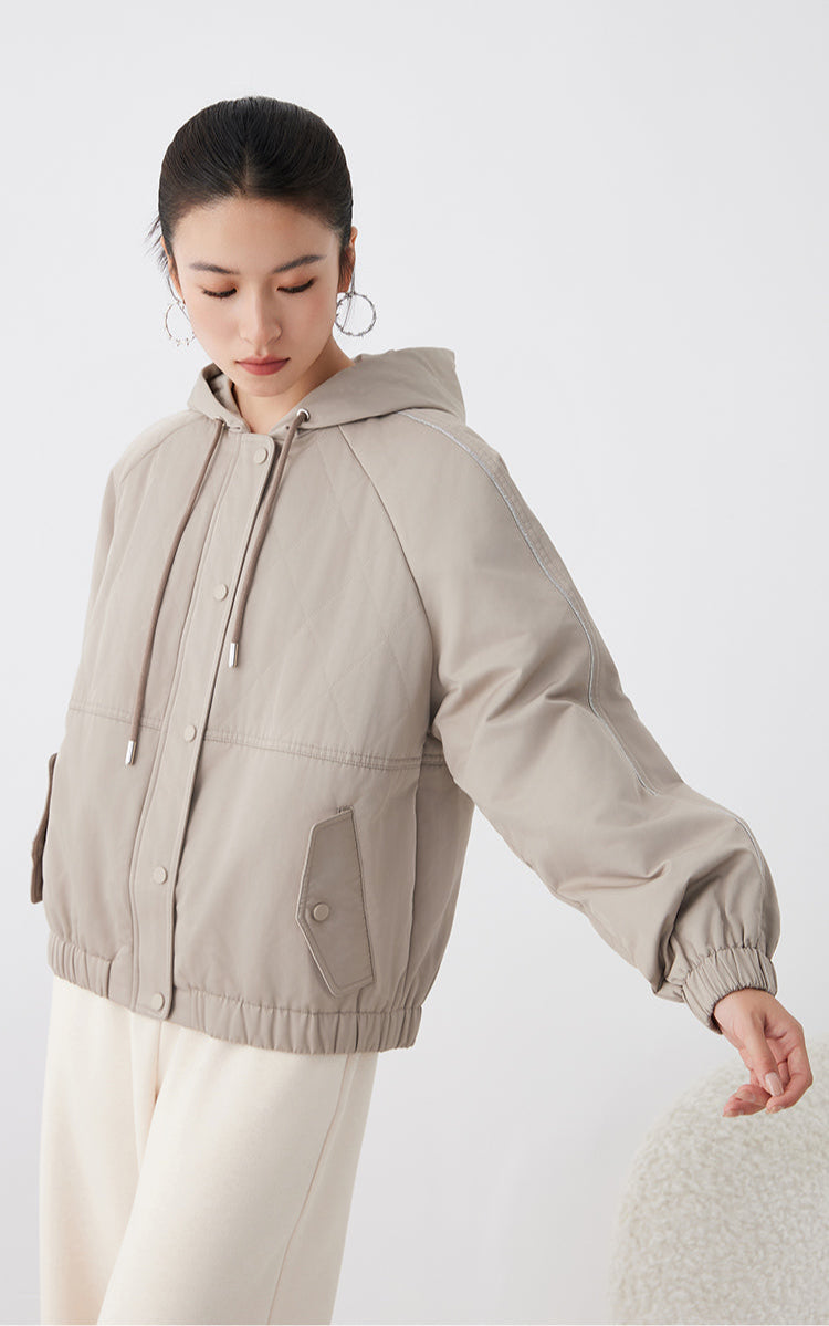 Pamuk Kapüşonlu Kareli Ceket