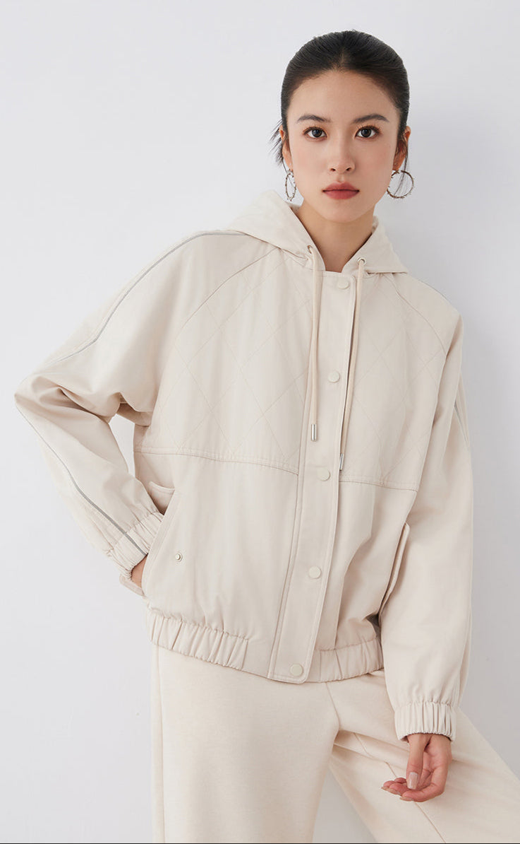 Pamuk Kapüşonlu Kareli Ceket