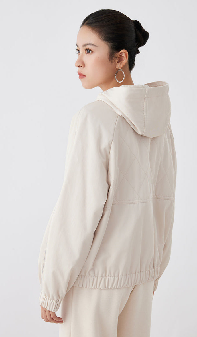 Pamuk Kapüşonlu Kareli Ceket