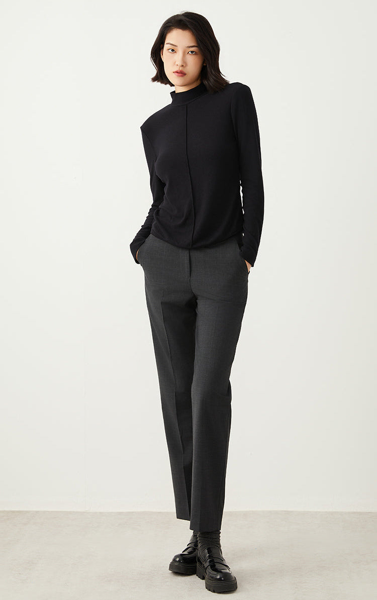 Yün Karışımlı Düz Kesim Pantolon