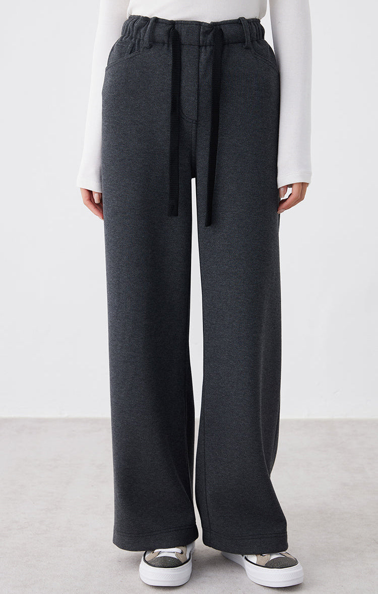 Yün Karışımlı Paça Bağcıklı Pantolon