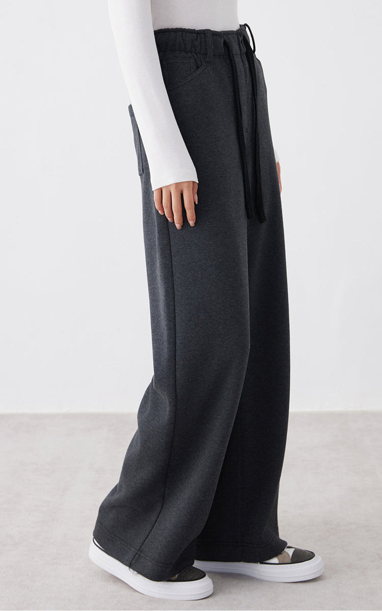 Yün Karışımlı Paça Bağcıklı Pantolon