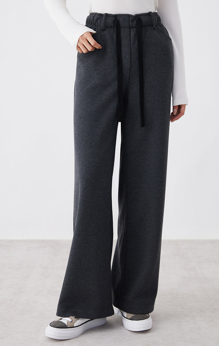 Yün Karışımlı Paça Bağcıklı Pantolon