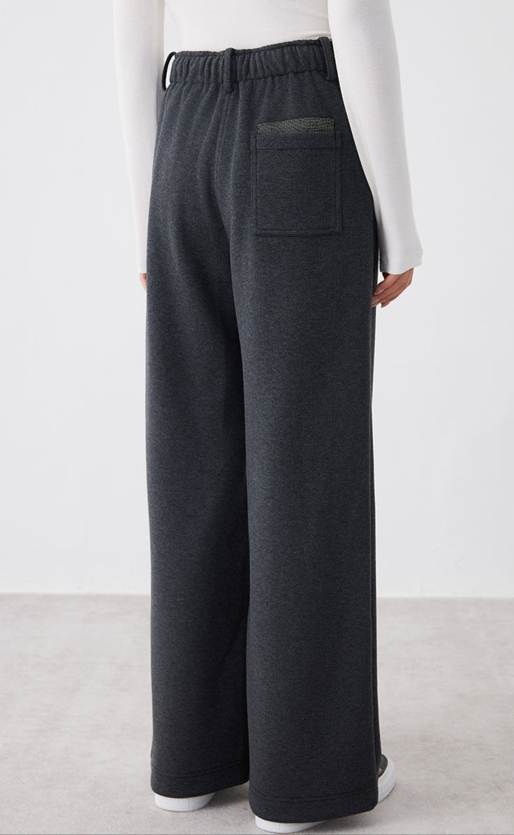 Yün Karışımlı Paça Bağcıklı Pantolon