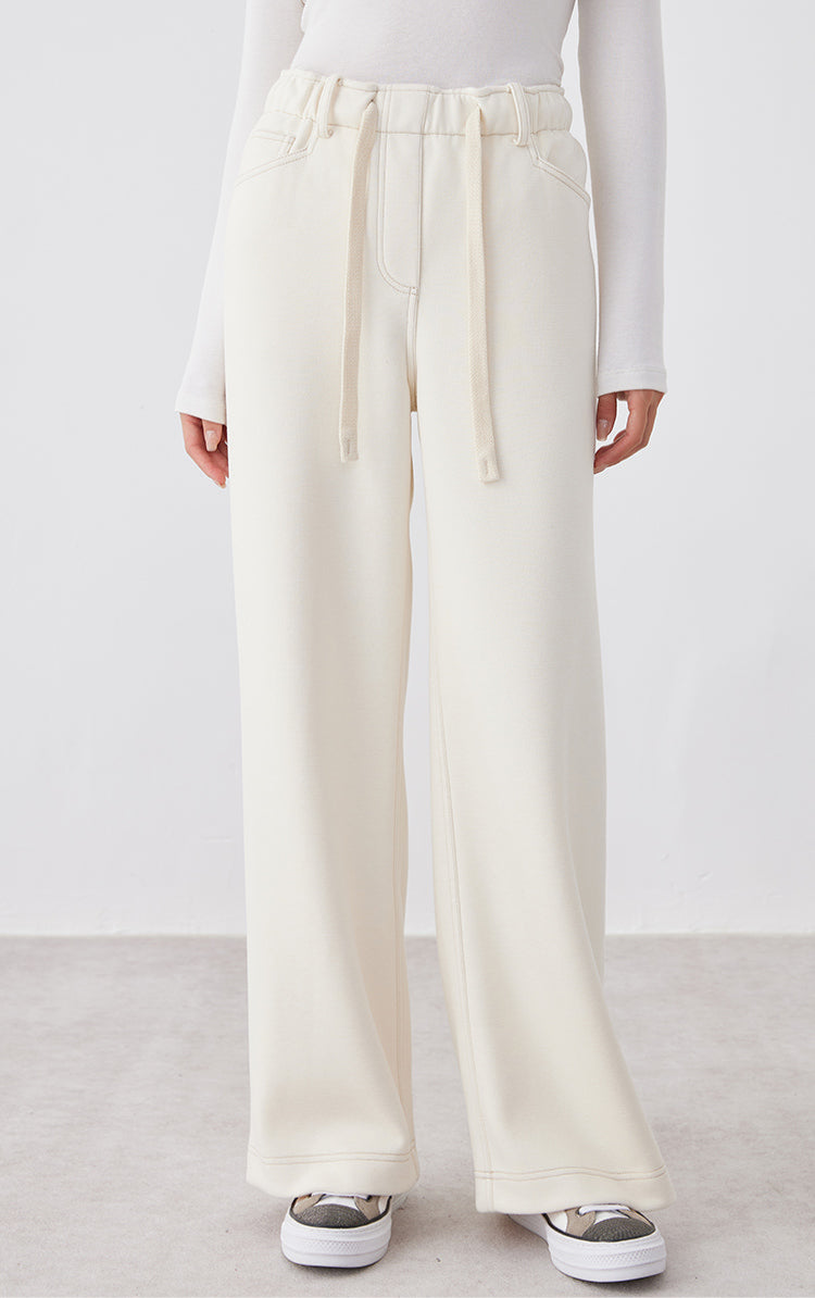 Yün Karışımlı Paça Bağcıklı Pantolon