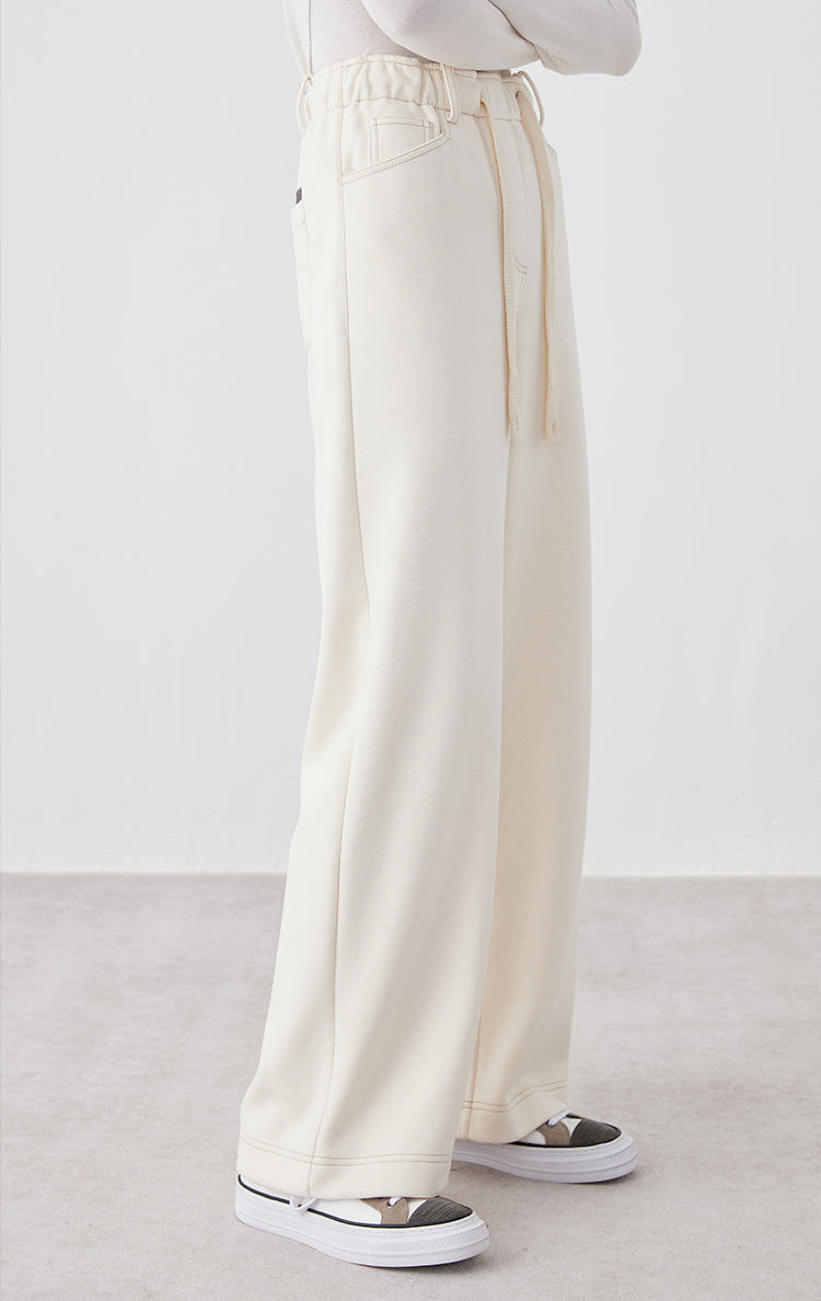 Yün Karışımlı Paça Bağcıklı Pantolon