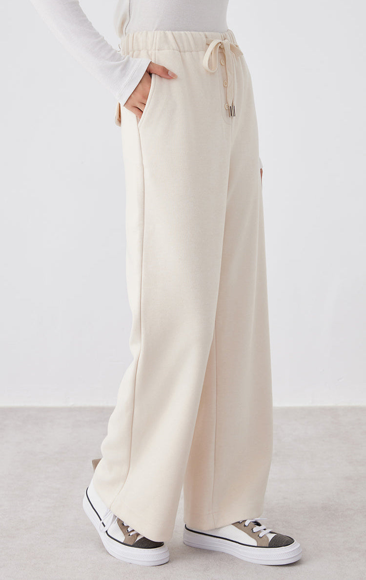 Yün Karışımlı Bol Paça Pantolon