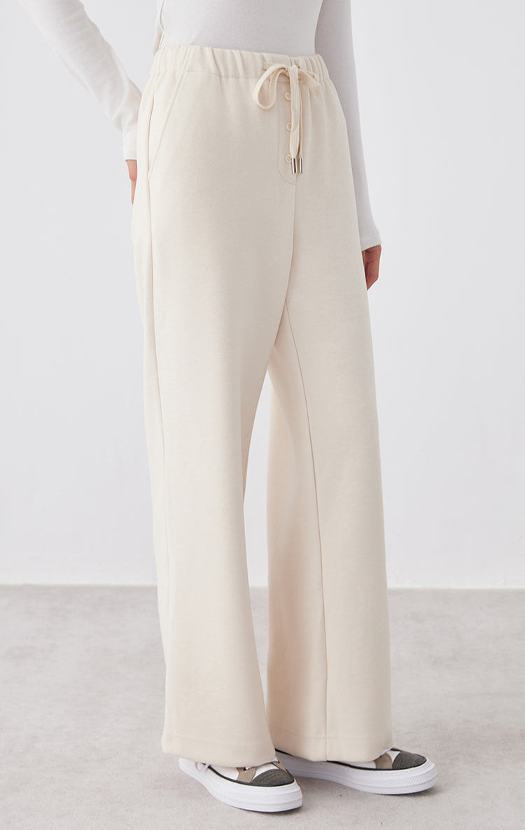 Yün Karışımlı Bol Paça Pantolon