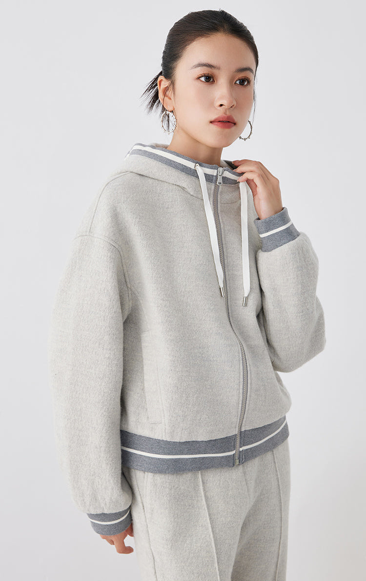 Merino Yünü Kapüşonlu Ceket