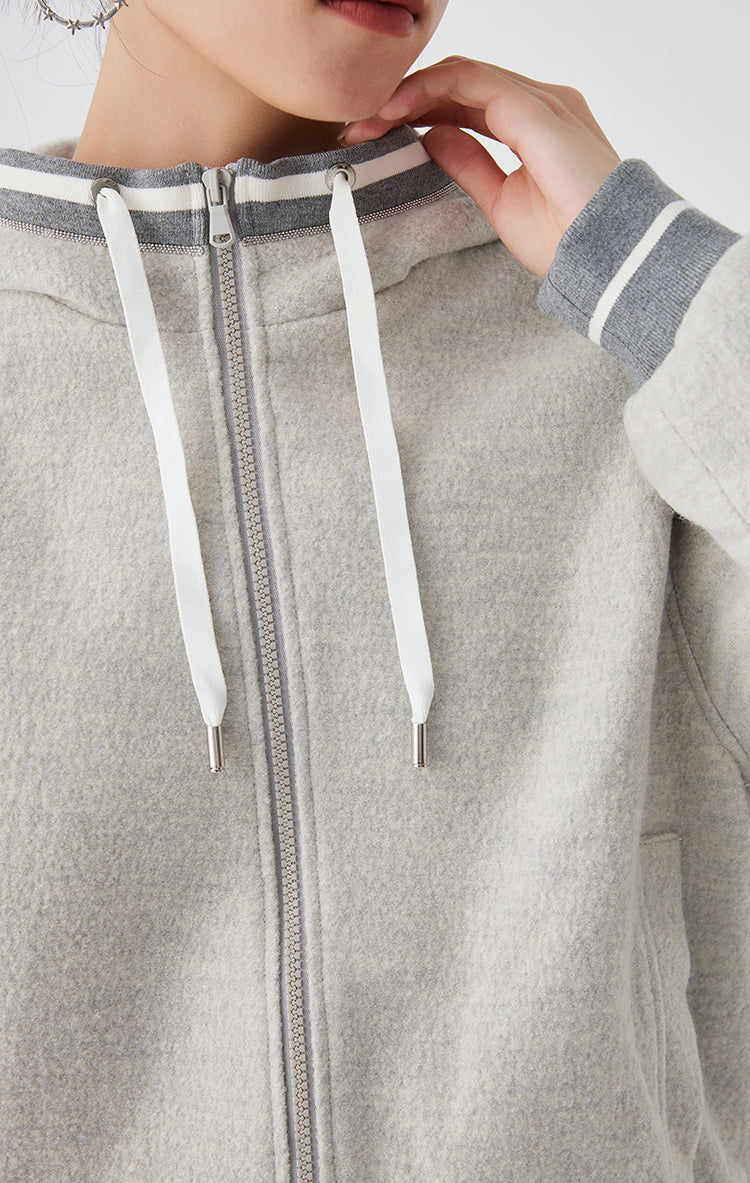 Merino Yünü Kapüşonlu Ceket