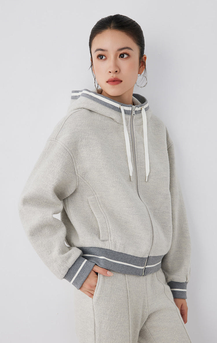 Merino Yünü Kapüşonlu Ceket