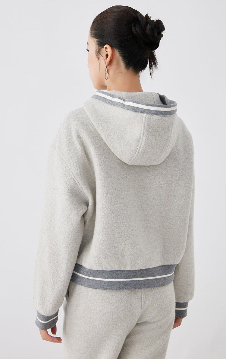 Merino Yünü Kapüşonlu Ceket