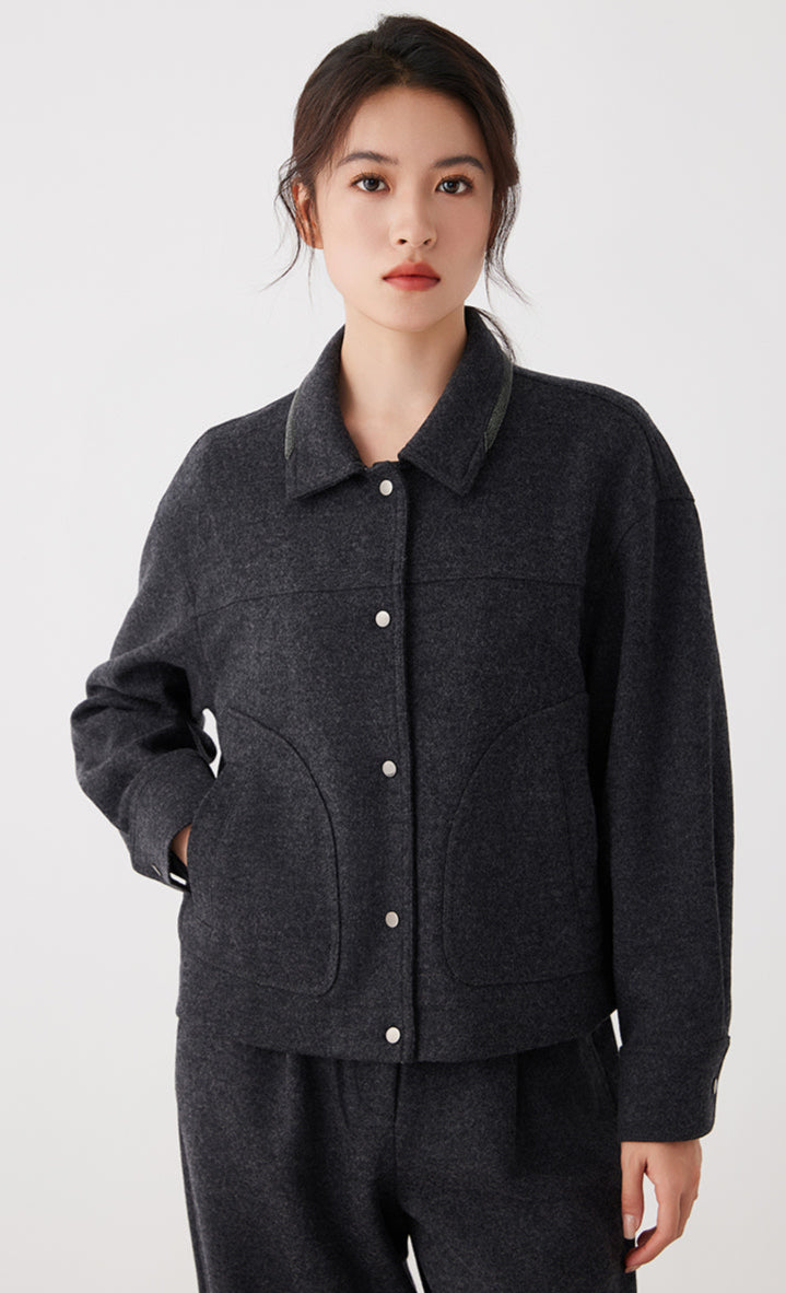 Yün Dolgulu Kısa Ceket