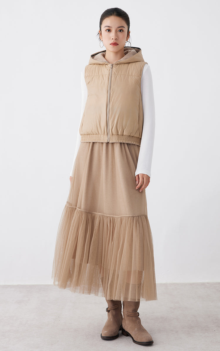 İpek Büzgülü Tül Etek