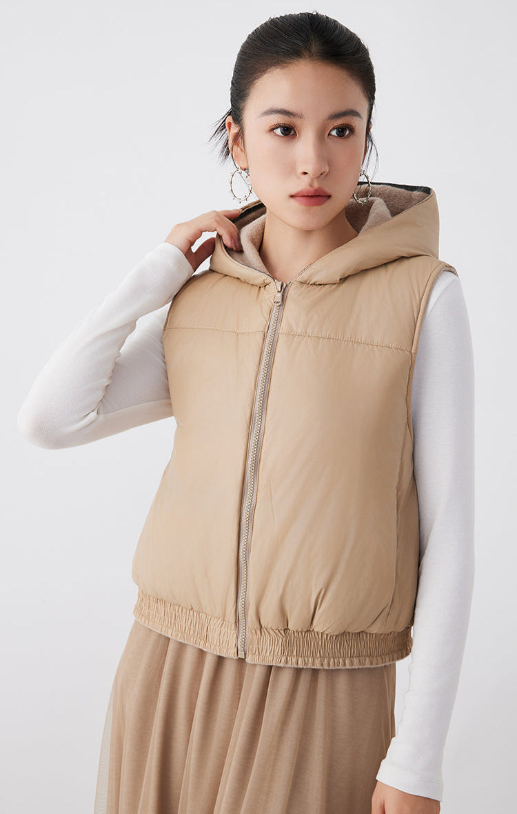 Yün Kapüşonlu Kaz Tüyü Yelek